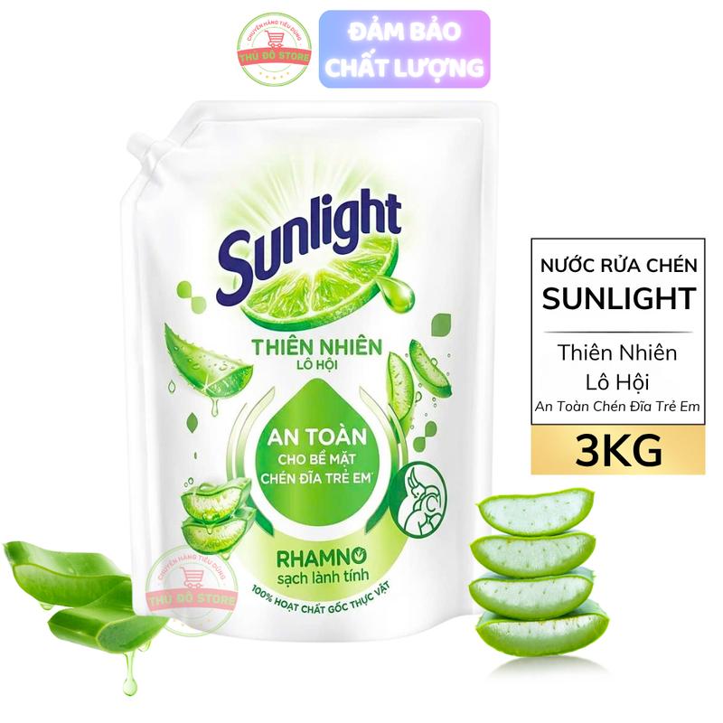 Nước Rửa Chén Bát Sunlight Thiên Nhiên Lô Hội - Túi 3KG