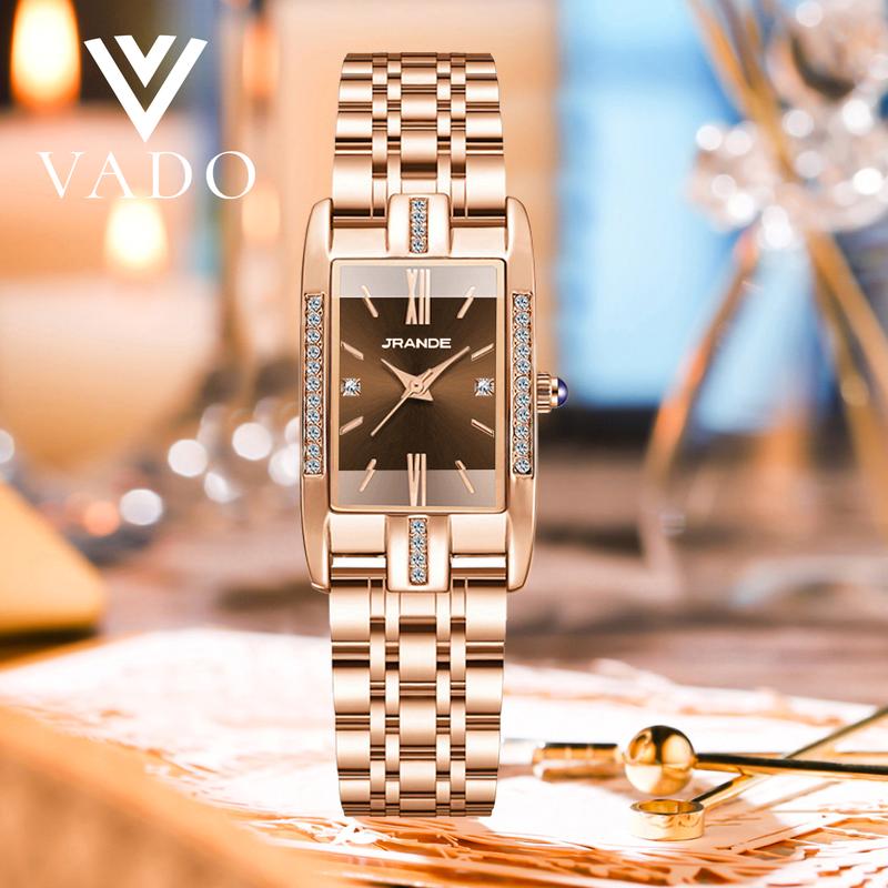 [LIVE - 7635J] Đồng Hồ Nữ Mặt Vuông, Mặt Đính Đá Sang Chảnh - JRANDE DHJ7635