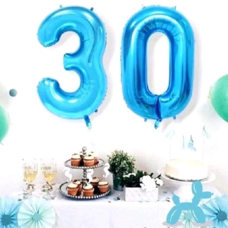 Balon Angka Warna Biru Ukuran Jumbo 80 cm - Ideal untuk Dekorasi Acara Spesial 2
