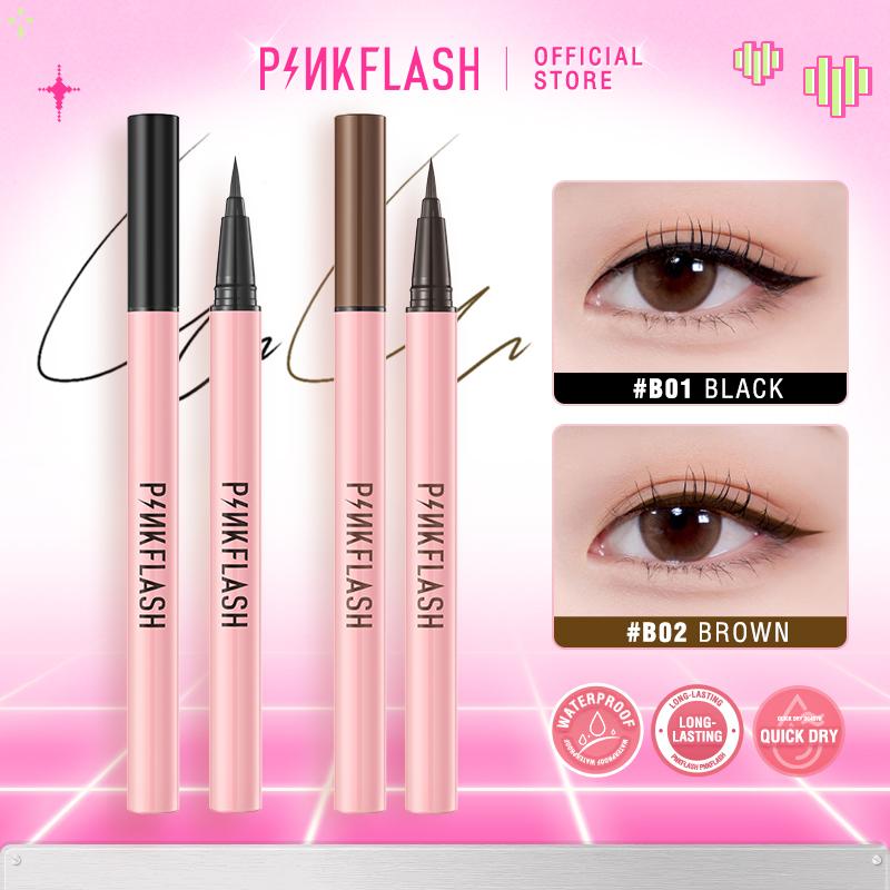 Bút kẻ mắt Pinkflash dạng lỏng nhanh khô màu đen màu nâu chất lì chống nước lâu trôi 0.8g
