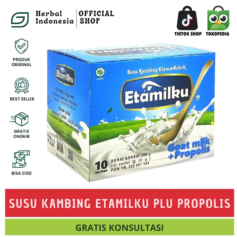 1 BOX Susu ETAMILKU (10 Sachet) Susu Kambing Etawa Bubuk Plus Propolis Original 0