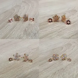 anting tusuk xuping full zirkon elegan wanita motif matahari lapis emas terbaru Permata Earrings
