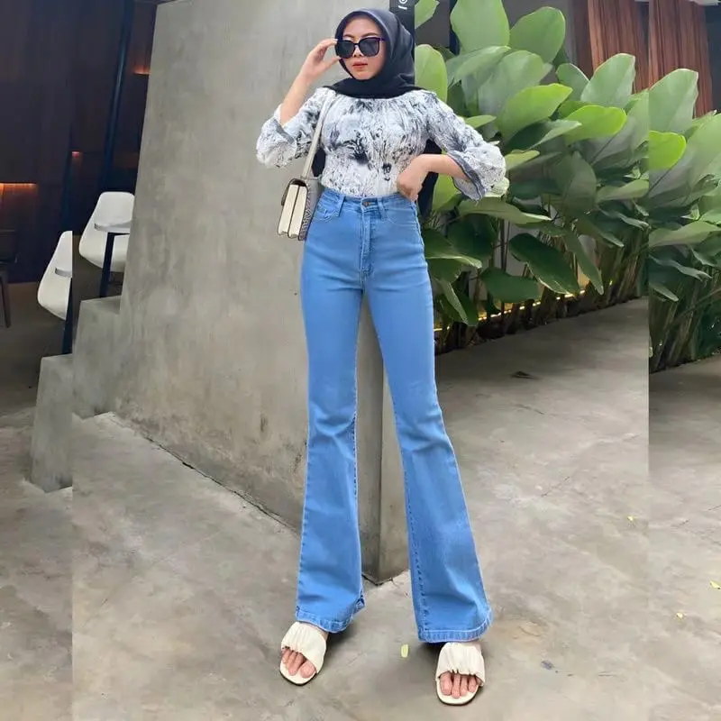 HW Cutbray Jeans Wanita, Celana Cutbray Strecht Kekinian - Cutbray Flared Panjang Cewek 3