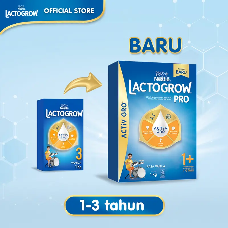 Nestlé LACTOGROW PRO 1+ / LACTOGROW 3 Vanila Susu Anak 1-3 Tahun Box 1Kg 1