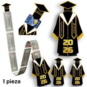 1 pieza DIY tarjeta de dinero con vestido de graduación negro y dorado — caja de regalo creativa para decoración de fiesta de graduación, idea perfecta como regalo de graduación, regalo en efectivo, sorpresa, ocasión de la ceremonia de graduación