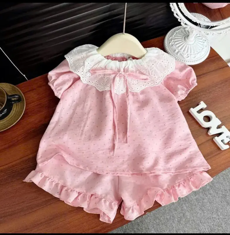 Sét BỘ ĐŨI Hàn CỔ REN TO QUẦN BÈO xinh xắn cho bé gái 6-18KG 5