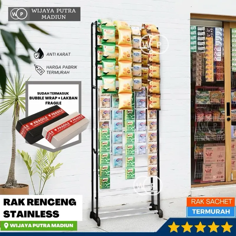 Rak Rencengan Stainless Plastik untuk Jualan - Multifungsi untuk Warung dan Toko Kelontong - Furniture - Bisa juga untuk Rak Sepatu dan Rak Hijab 0