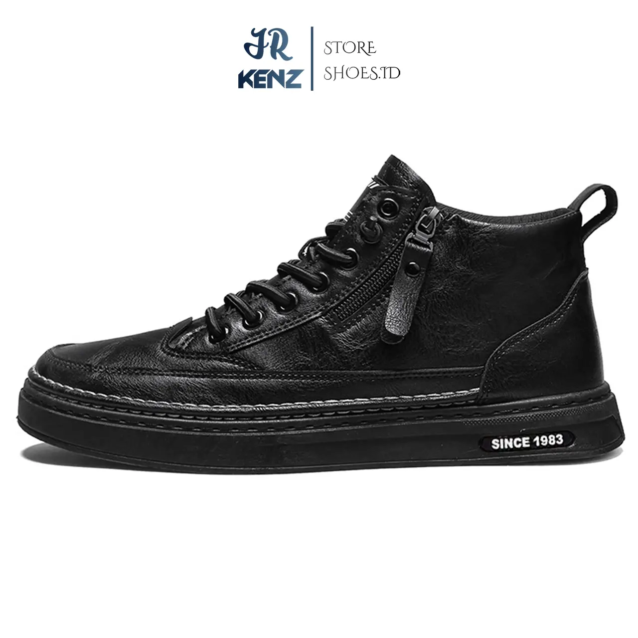 Sepatu ZIPPER Pria Dewasa Kerja Hitam Casual Formal Shoes Cowok Keren Kerja Anti Slip Ringan Empuk Sepatu Import Terbaru