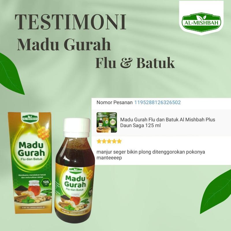 Madu Gurah Flu dan Batuk Al Mishbah Plus Daun Saga 125 ml Honey Syrup 3
