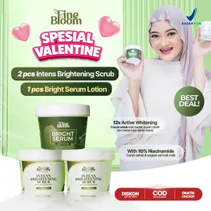 [PAKET PEMULA] 2 PCS FINEBLOOM Intens Brightening Scrub + 1 PCS FINEBLOOM Bright Serum Lotion | Body Scrub Body Serum Lotion Mencerahkan Kulit Menghidrasi Kulit