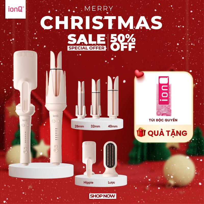   TẶNG TÚI ĐỘC QUYỀN  Máy uốn tóc làm xoăn tự động ionQ Wavy 5in1 bao gồm 3 đầu uốn 40mm 32mm 28mm 1 đầu hippie 32mm 1 đầu lược chải thẳng 