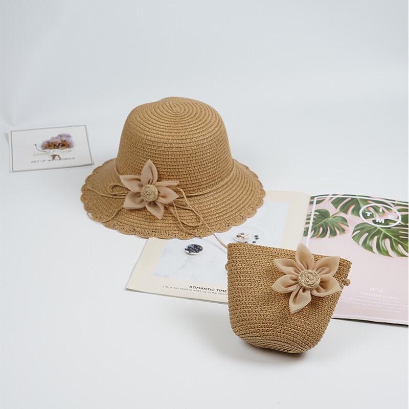 Tsabit Topi anak BISA LIPAT Topi JERAMI TAS + TOPI Musim Panas Gaya Korea CAHAYA 7