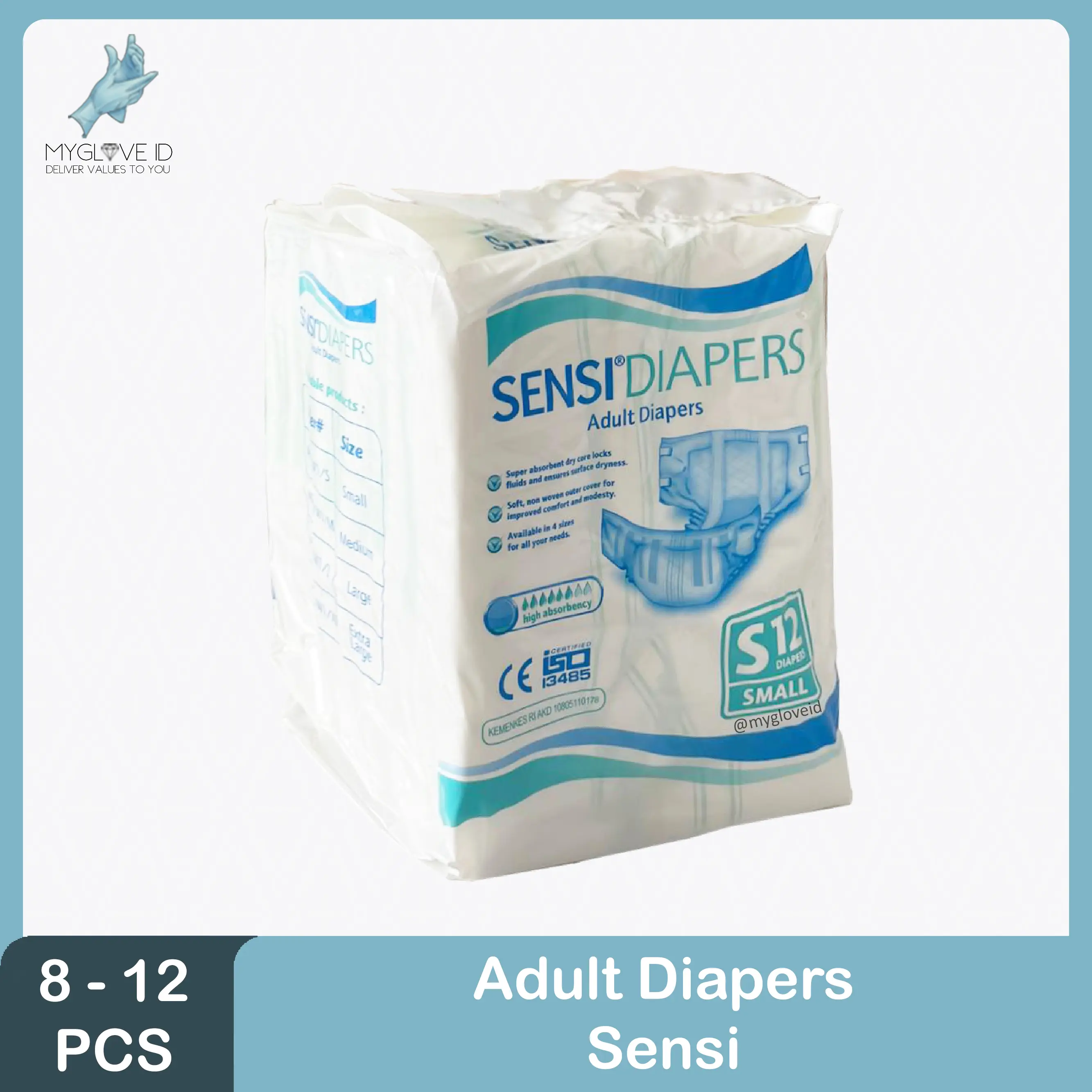 Popok Perekat Dewasa Sensi / SENSI Adult Diapers Tape S12 M10 L10 XL8