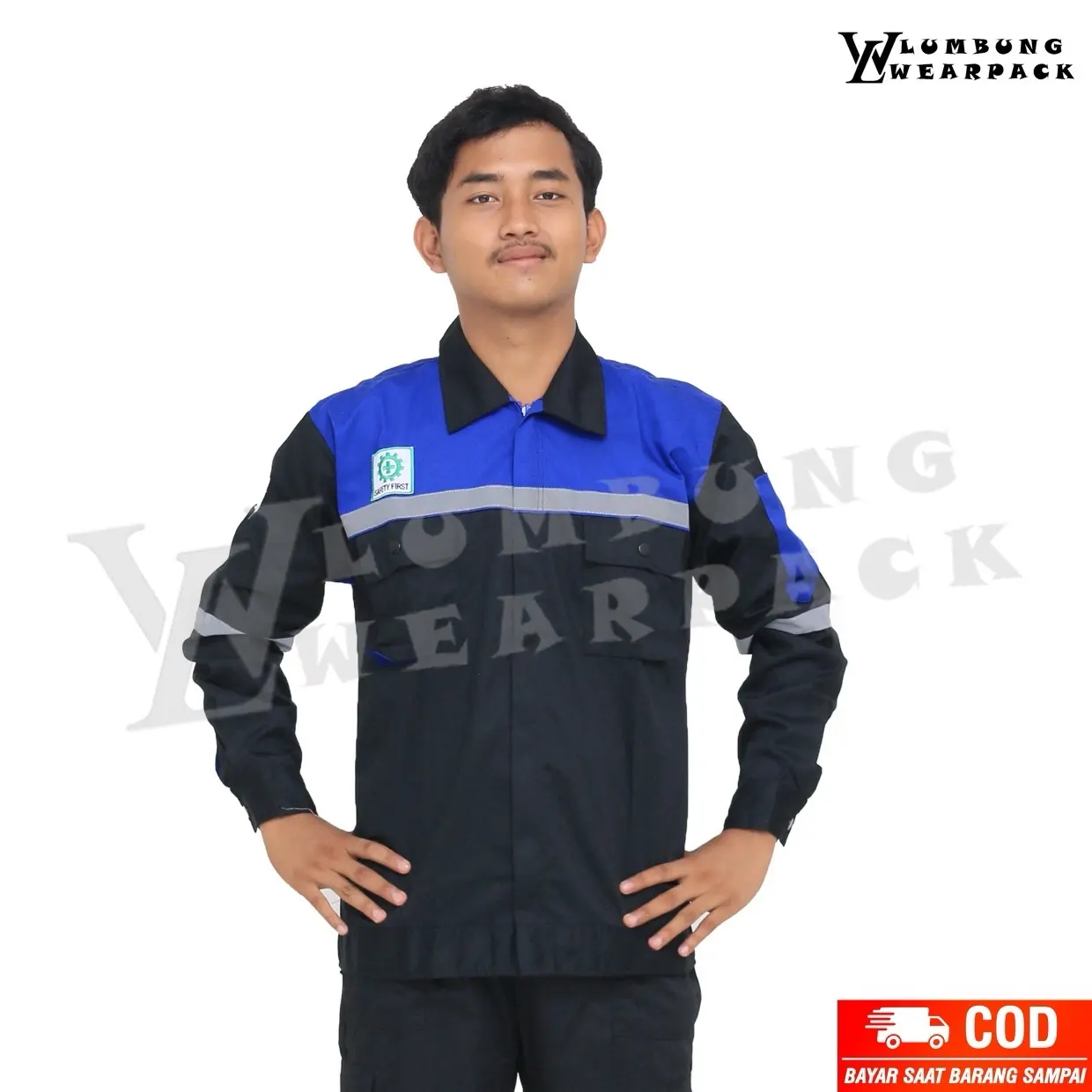 ATASAN WEARPACK SAFETY HITAM BIRU