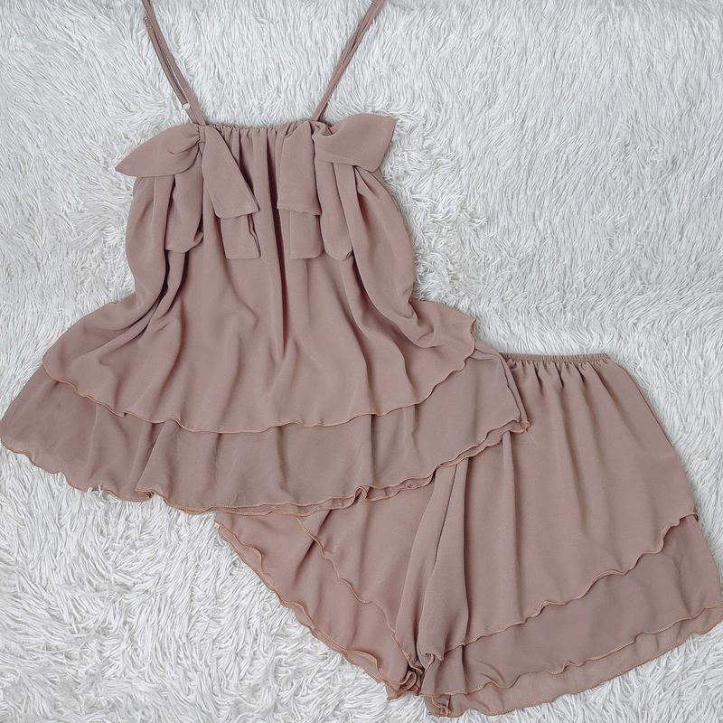 Bigsize (65Kg - 95Kg) Bộ ngủ nữ Bigsize, Đồ Ngủ Nữ, Đồ Bộ Nữ, Đồ Mặc Nhà, Đồ Ngủ Xinh. Chất liệu voan Chiffon. Áo 2 lớp phối nơ, quần đùi 2 lớp