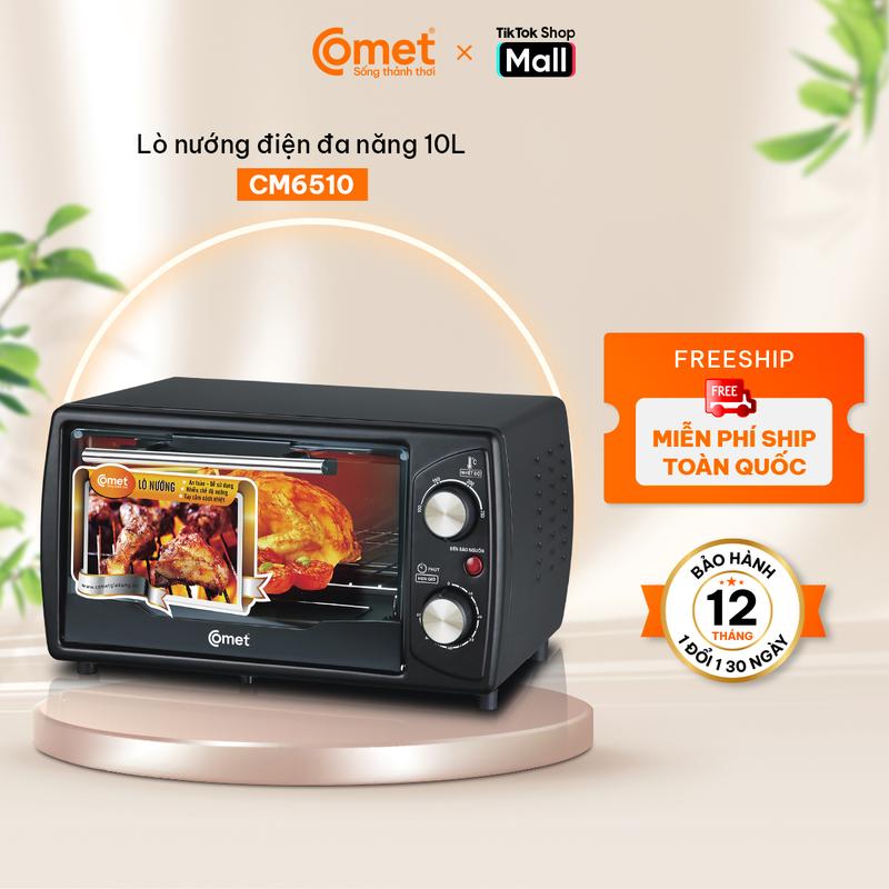COMET Lò Nướng Điện 10L CM6510 - Dung Tích Lớn Núm Điều Khiển Kép Làm Nóng Đồng Đều Chế Độ Nướng Đa Dạng Vỏ Tole Phủ Sơn Kính Chịu Nhiệt Bảo Hành 12 Tháng