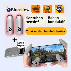 BlueWow Sarung Jari Gaming 0.3mm Silver Fiber Anti Keringat Sensitivitas Tinggi untuk MLBB PUBG FF