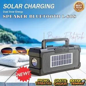 Speaker Bluetooth Solar Panel + Senter L58S L68S dengan Fitur Radio dan Panel Surya Multifungsi untuk Mendengarkan Musik dan Mengisi Daya Perangkat