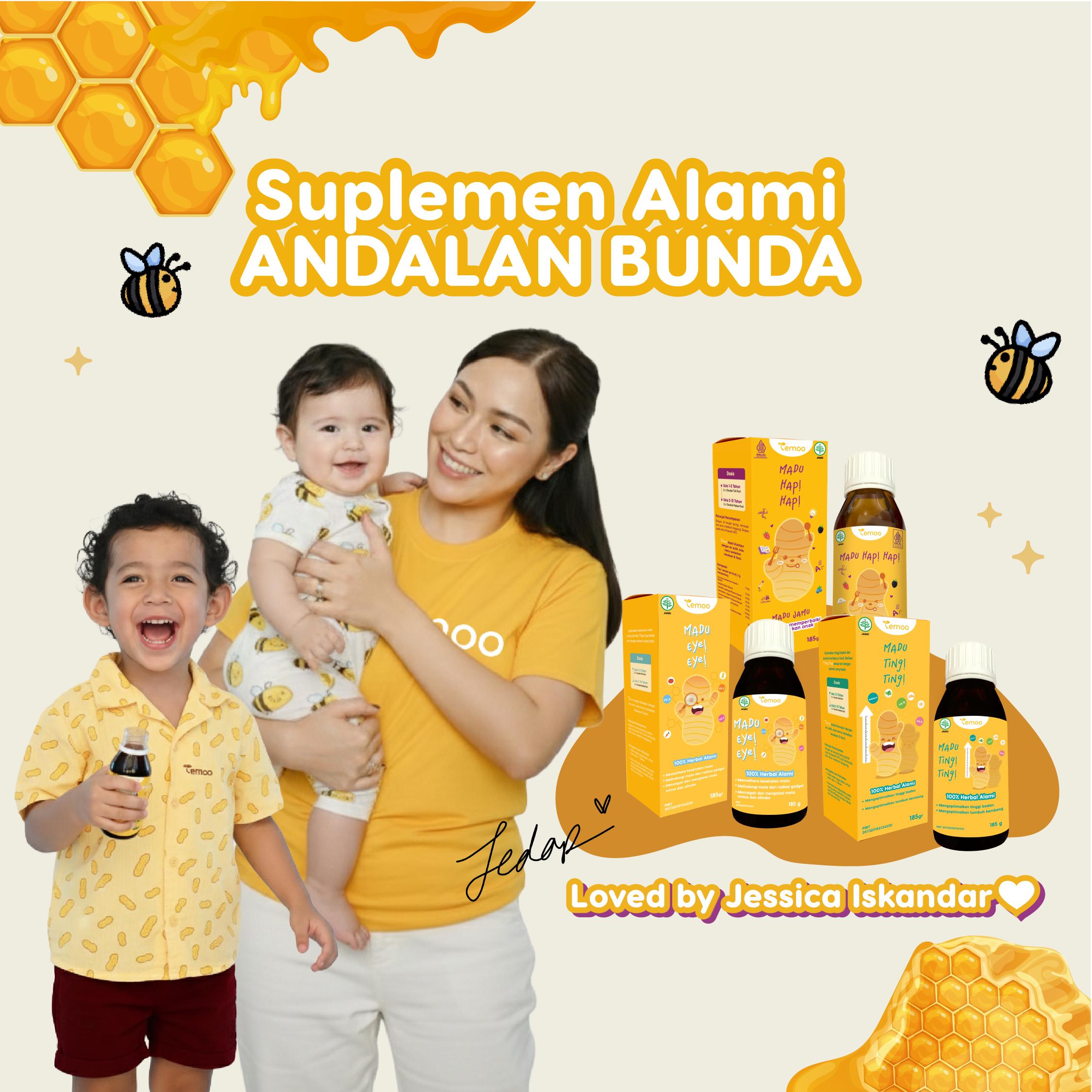 [DAPAT COIN PURSE] Paket Tumbuh Gemoy - Temoo Hap Hap Madu Jamu 185 gr + Temoo Madu Ting! Ting! 185 gr D11