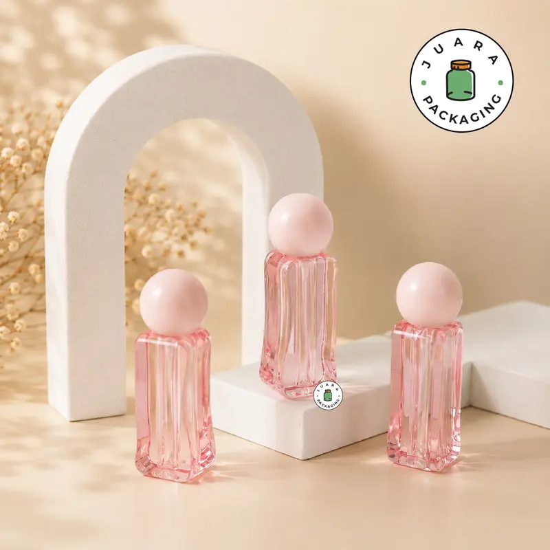 Wadah Lipcare 3ml Warna Pink Motif Ulir – Kemasan Kosmetik Mini untuk Liquid Lipstick, Lip Serum, Lipbalm, Lipgloss Tube Lipcare Imut Unik Isi Ulang 3 ml