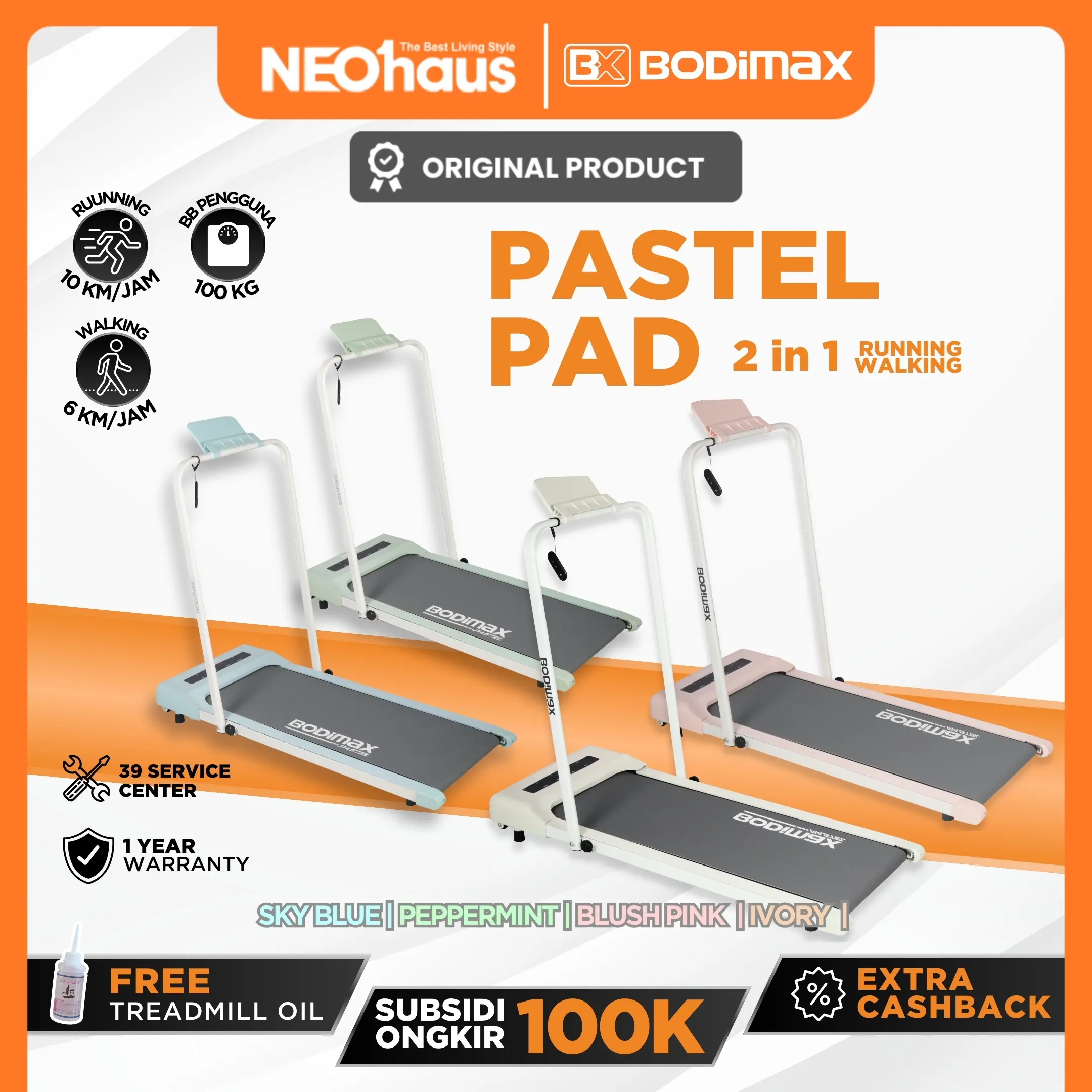 BODIMAX PASTEL PAD / Treadmill Running Pad Pastel 2in1
