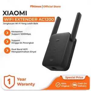 Xiaomi WiFi Range Extender AC1200 | 2 Eksternal Antena | Dual-band 2,4 GHz dan 5 GHz | Kecepatan Hingga 1200Mbps