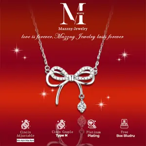 Mazzny Silver Kalung cewek murah aesthetic Kupu-kupu Tiga Dimensi Double-layer Wanita Korea Liontin Kalung Busur Wanita -Perhiasan liontin titanium wanita Free Gift Box