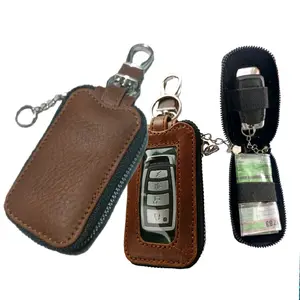 Dompet kunci remote keyless mobil kulit asli dobel karet  model polos universal dompet stnk mobil