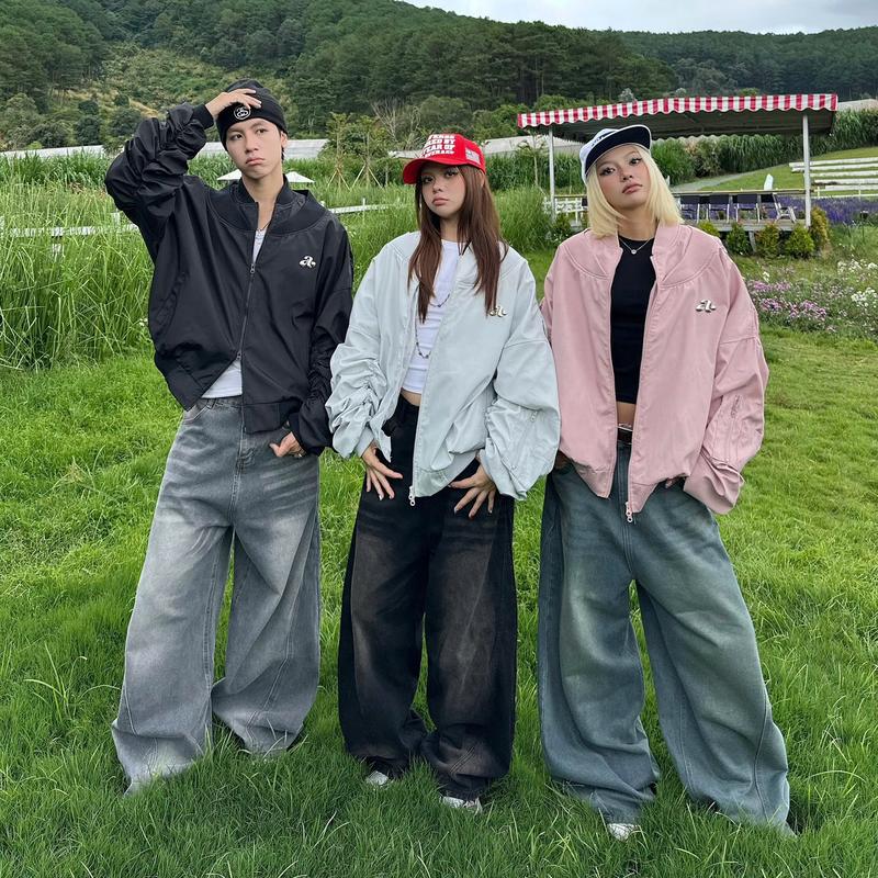 AB HOUSE - Áo khoác bomber tay nhún DOUBLE COLLAR thời trang nam nữ