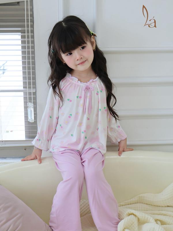 Bộ dài tay cho bé gái 95% sợi sồi Modal Ice Cool Áo Lá Homewear A238 mềm mướt mát lạnh babydoll họa tiết đáng yêu