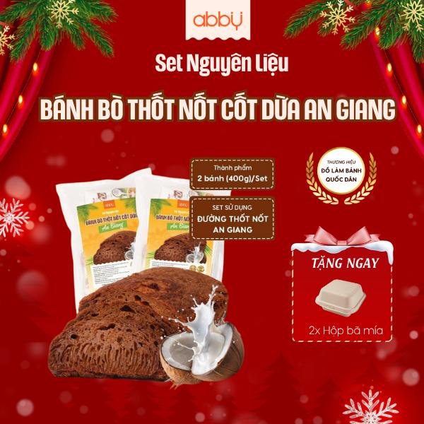   ABBY - TẶNG 2 HỘP BÃ MÍA   Set nguyên liệu làm bánh bò thốt nốt cốt dừa An Giang - Thơm béo cốt dừa ngọt dịu thốt nốt - Thành phẩm 2 bánh 400g 