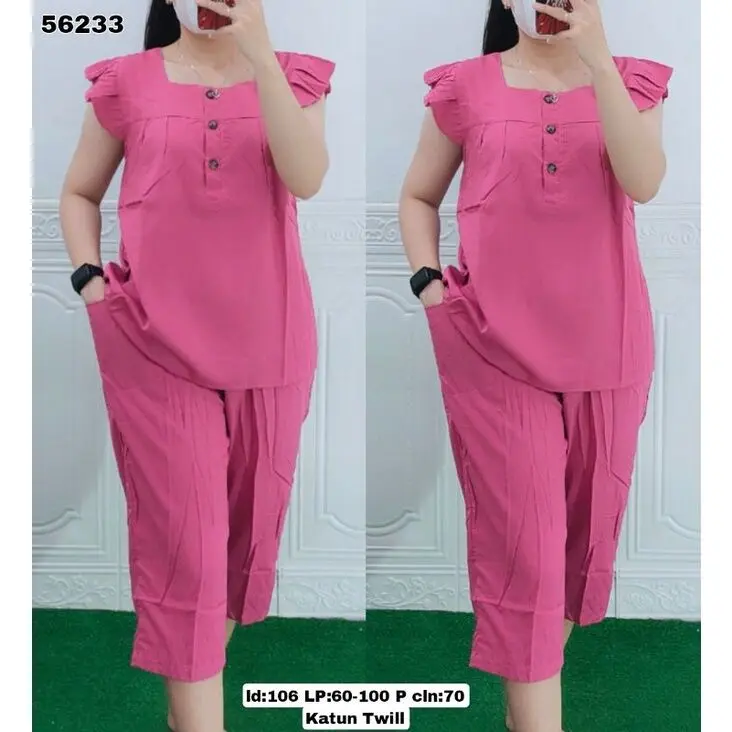 SETELAN PIYAMA  BANGKOK WANITA DEWASA 7/8 BUSUI -PIYAMA PENDEK WANITA MURAH-SETELAN SANTAI WANITA KANCING Kancing Lembut Baju Tidur Nyaman