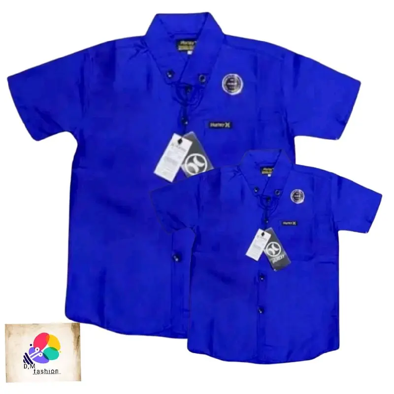 kemeja polos Couple ayah dan anak baju terlaris Pasangan Katun Pendek Atasan 2