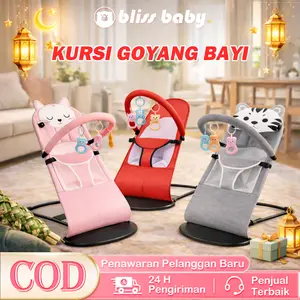 Ayunan Bayi Bouncer Bayi Lipat Multifungsi Rocking Bouncer dengan Musik dan Rak Mainan Nyaman & Aman untuk Bayi Newborn 0-3 Tahun