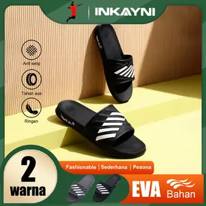 INKAYNI Sandal Selop Pria Kece Size 36-44 Sandal Pria Harian original 100% Bahan Karet EVA Sandal Sandal Anti Slip Lembut Dan NyamanSepatu sandal untuk dalam rumah dan luar ruangan Memakai sepatu sendal jepit Sandal sederhana