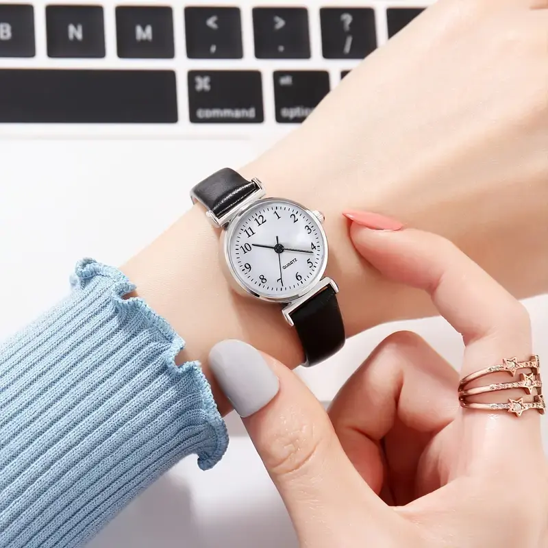 Đồng Đồng Hồ Thạch Anh Nữ, Thời Trang, Mặt Số Màu Trắng, Da Đơn Giản, Đồng Đồng Hồ Nữ Sang Trọng 7
