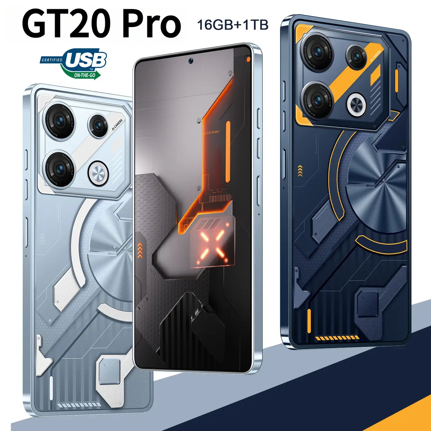 GT20 Pro New Mobile Phone Memory 7.3-Inch Perforated Large Screen Android Smartphone