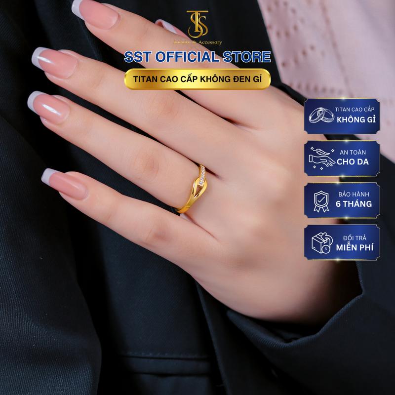 Nhẫn Titan nữ SST phối đá chất liệu titan cao cấp không đen gỉ N260