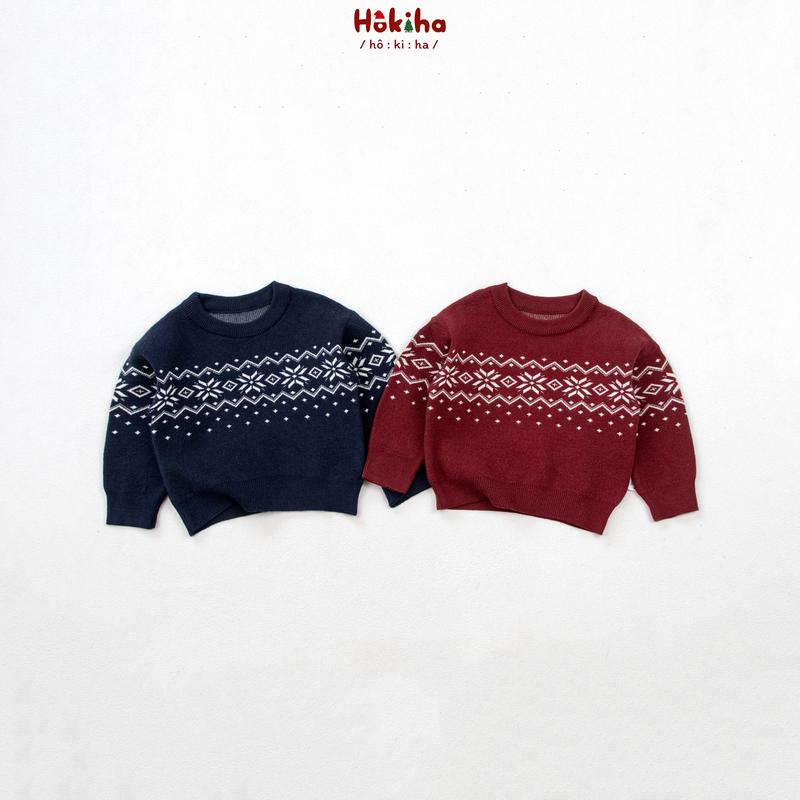 Hokiha x Sobong L254- Áo len Noel hình thổ cẩm cho bé trai bé gái vải len dày dặn ấm áp size 9-19kg