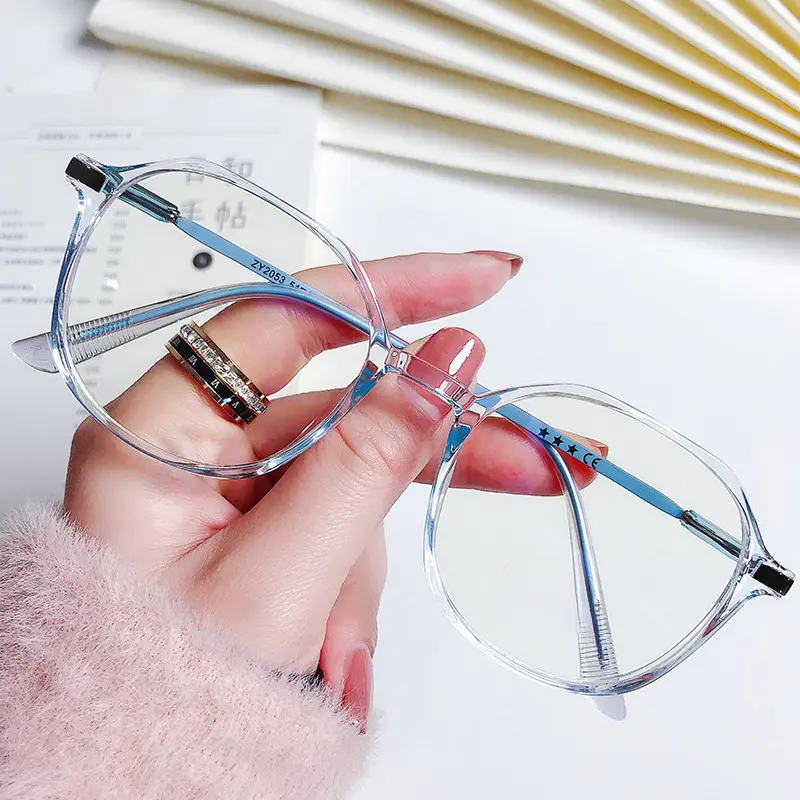Kính Gọng Kim Loại Trong Suốt, Thanh Lịch Cổ Điển, Dành Cho Phụ Nữ, Thời Trang, Thích Hợp Để Trang Trí Tiệc Cưới, Kính Mắt, Kính Giả Lục Giác Tròng Kính Kim Tuyến