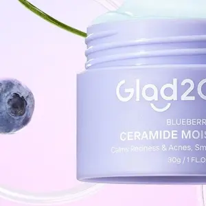 Glad20 Blueberry Ceramide Moisturizer 30gr BPOM NA11220100364 Mencerahkan Kulit Merawat Kemerahan Kulit Sensitif Cooling Aroma Segar