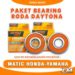 Daytona Paket Bearing Roda Beat Scoopy Genio Vario Spacy PCX ADV Stylo NMAX Aerox Lexi Mio M3 S Z Gear 125 FreeGo X-Ride Soul GT Fino Sporty Smile Nouvo Racing Upgrade Asli Ori Original SUPERSTOCK Dunia Matic