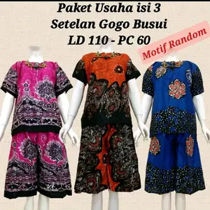 Paket Hemat isi 3 Pcs Setelan gogo busui Ld 110 BerKancing Bahan Rayon Super Katun Dikirim Random