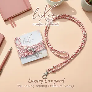 Lixia Lanyard Handmade Tali Kalung Kepang Premium Glossy Gantungan Untuk ID Tag Card (Hanya Tali)