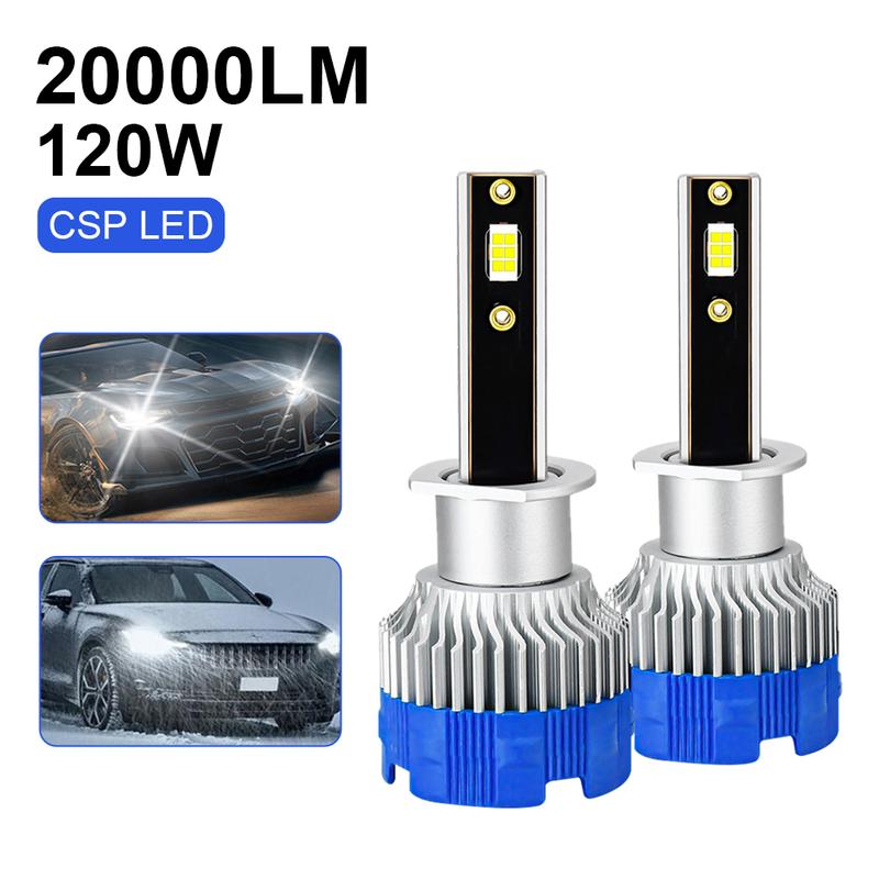 Product Introduction of 2Pcs H7 Car LED Bulb H1 H4 9005 9006 H11 Headlight Bulb for Car 20000LM 120W 6500K White CSP LED 12-24V Car Headlight LED Kit 31