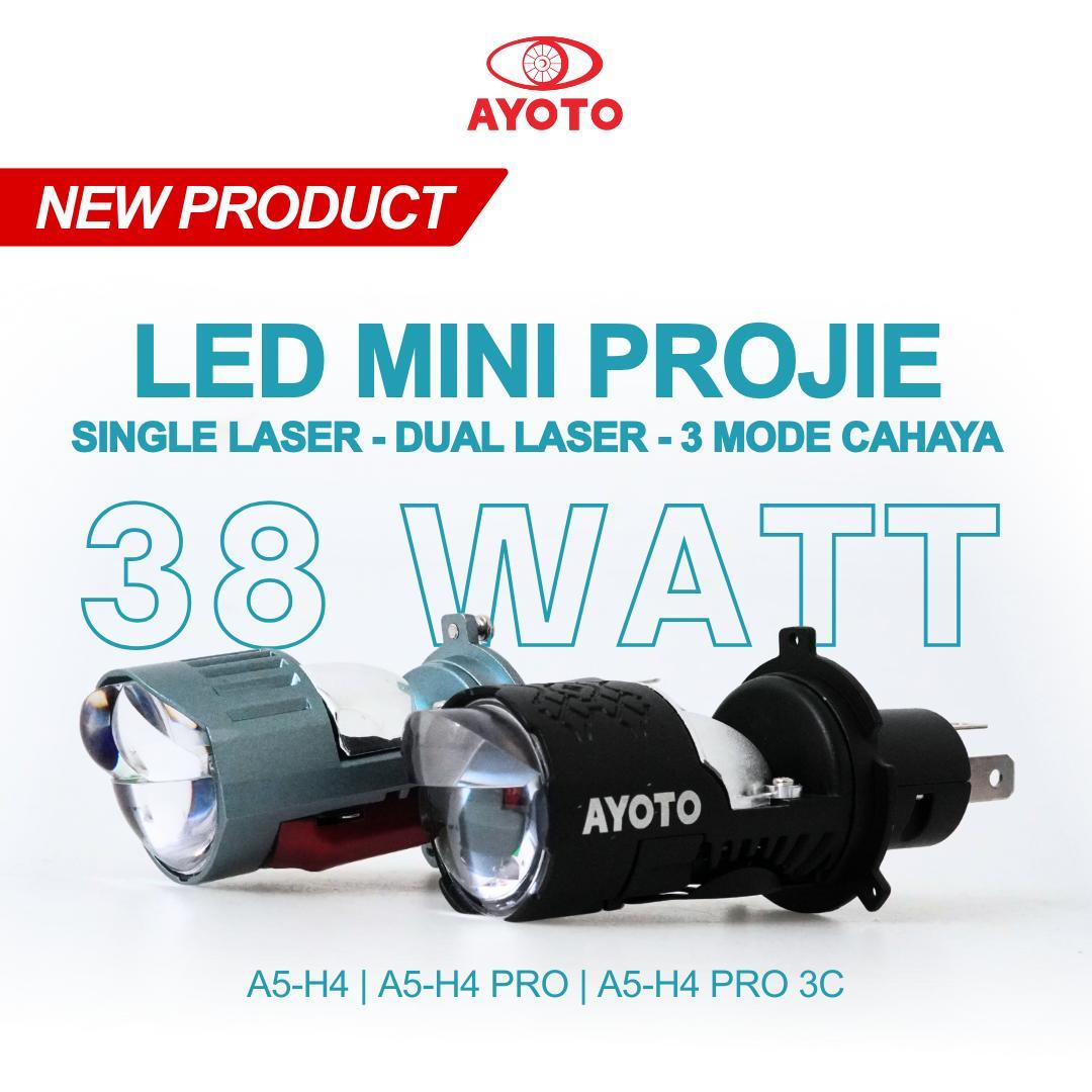 (BD) AYOTO LAMPU UTAMA MOBIL MOTOR LED A5 SOCKET H4 KAKI 3 PREMIUM HI LOW BEAM 38 WATT SUPER TERANG 3 WARNA CAHAYA