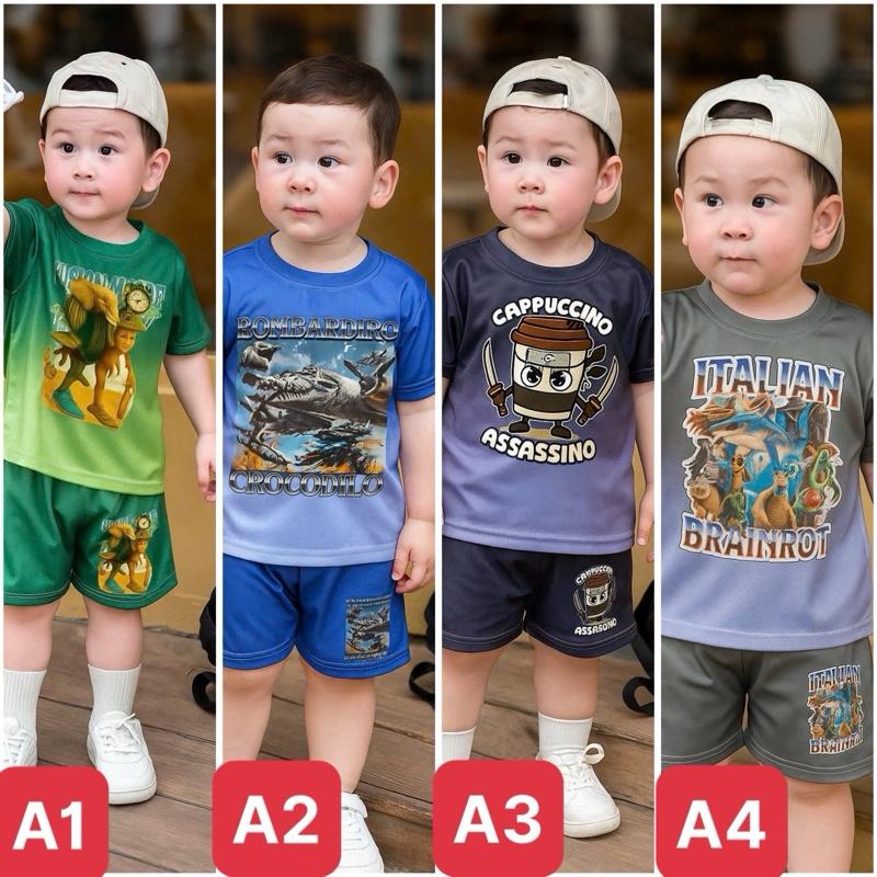 [4 Bộ -133k] Bộ Cộc Tay hottren Nhân Vật Vũ trụ brainrot IN LOANG ( MẪU A). Đủ Size 5-50kg. Chất thun Lạnh thái mềm mát đi chơi đi học xinh lắm ạ