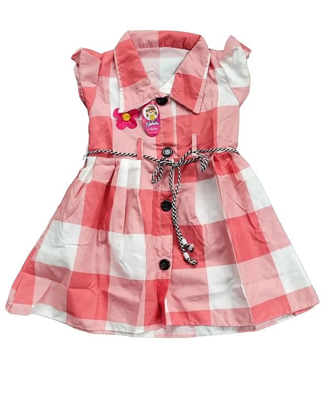 Dress anak 1 2 tahun cewek perempuan gaun kancing motif HK Tsum"/random Bayi Kucing Katun Lengan 2
