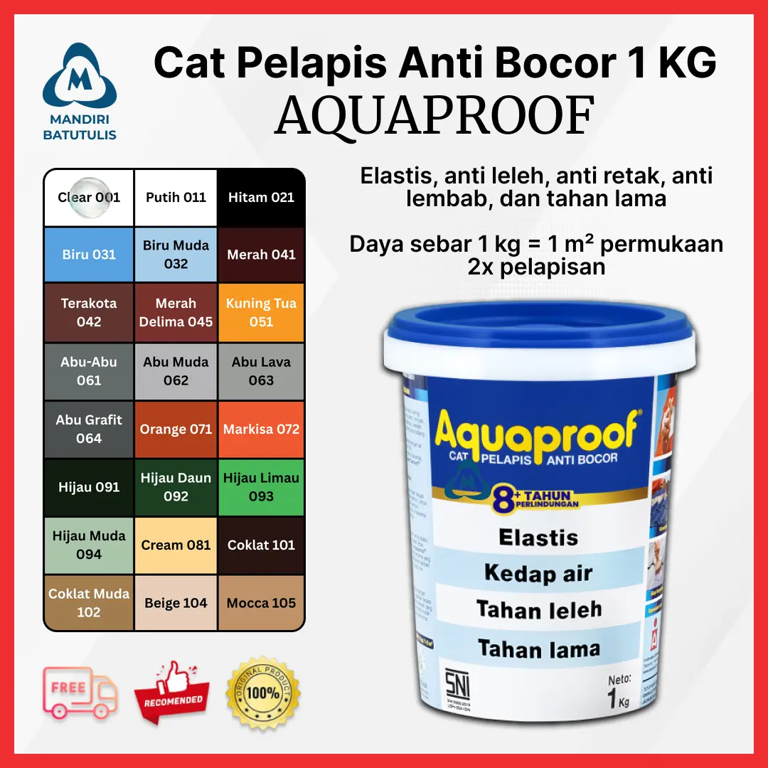Aquaproof Cat Pelapis Anti Bocor 1kg - Aqua Proof Abu Clear Putih