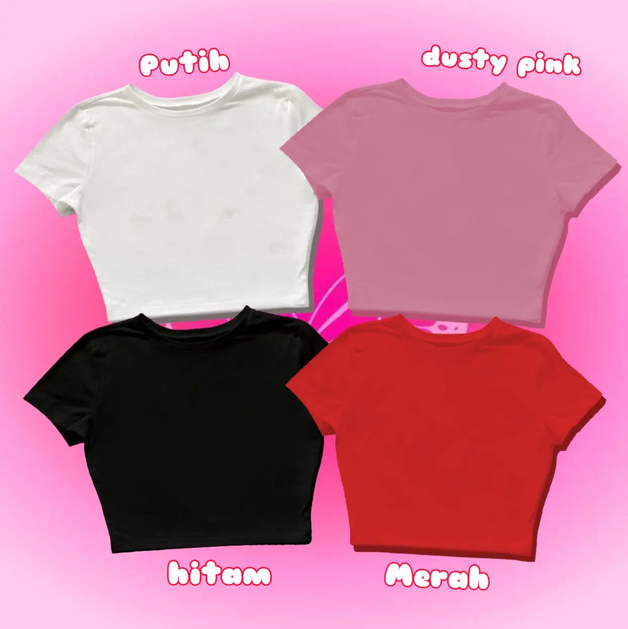 Atasan Croptop Polos Basic Wanita Lengan Pendek - Kaos Croptee - Katun
